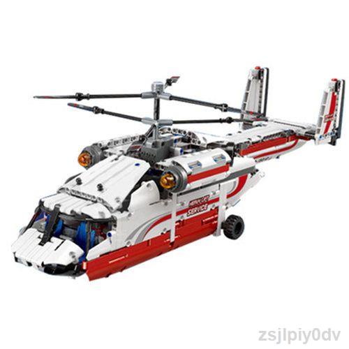 Tương thích với nhóm cơ khí công nghệ cao Lego máy bay trực thăng vận tải hạng nặng cánh quạt kép điều khiển từ xa bằng
