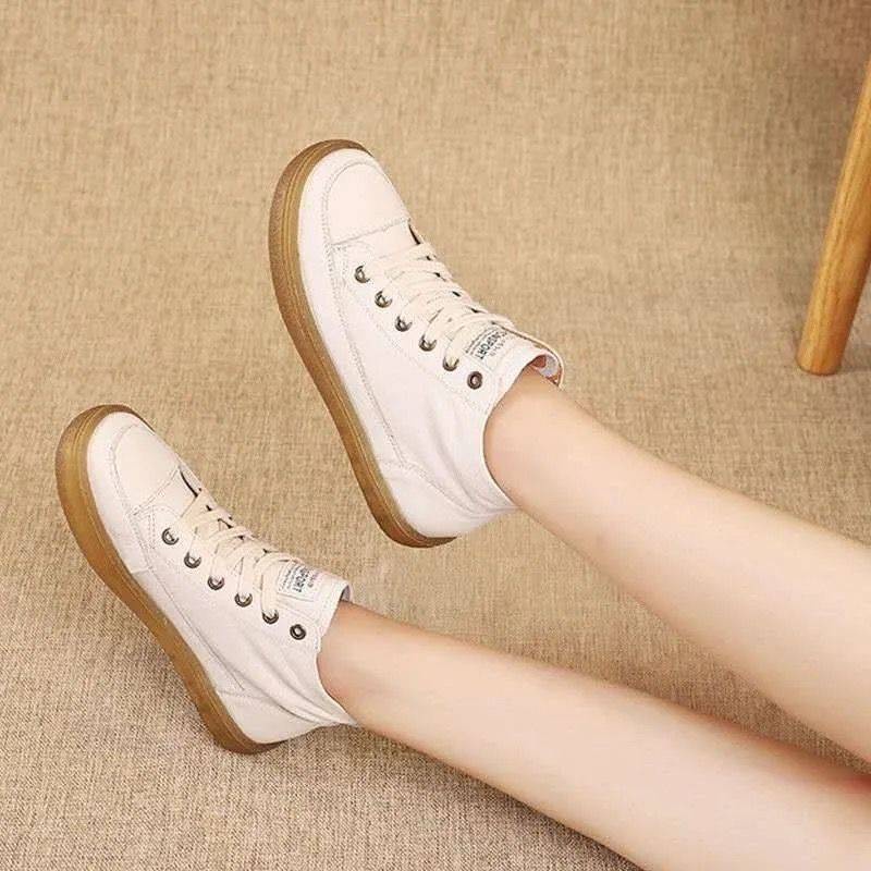 Giày Bốt Da Mềm Cổ Cao Đế Mềm Chống Trượt Thiết Kế Đơn Giản Cho Nữ