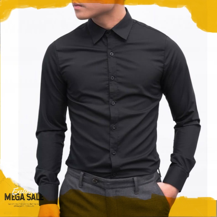 𝗧𝗵𝗲 𝗠𝗮𝗻 𝗟𝘂𝘅𝘂𝗿𝘆 ✔️ Áo Sơ Mi Nam Mầu Đen Công Sở Vải Lụa Mát Không Nhăn Dài Tay Giá Tại Xưởng