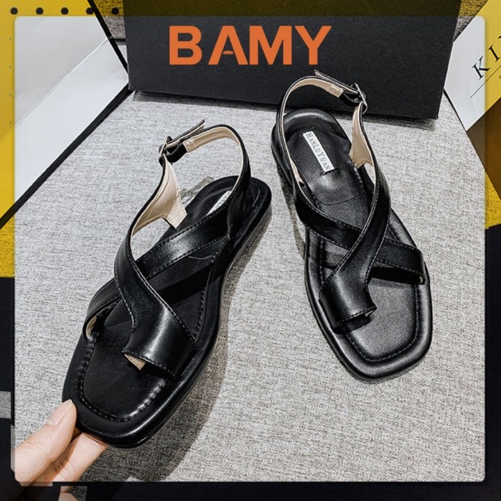 ᵀᴴᴱ ˢᴴᴼᴱˢ ᴺᴱᵂ ⬥︎ Dép Sandal nữ xỏ ngón 2 quai chéo BAMY đế bệt, dép quai hậu học sinh đi học. đi chơi, đi biển