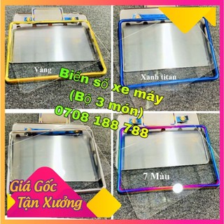 Biển Số Xe Máy Titan, 7 màu, vàng, inox [MICA ỐC VÍT ĐẦY ĐỦ] - khung biển số xe máy