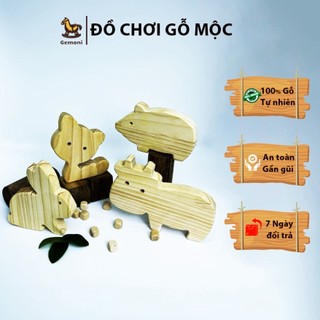 Combo 4 thú nuôi trong nhà, đồ chơi gỗ mộc cho bé tô màu