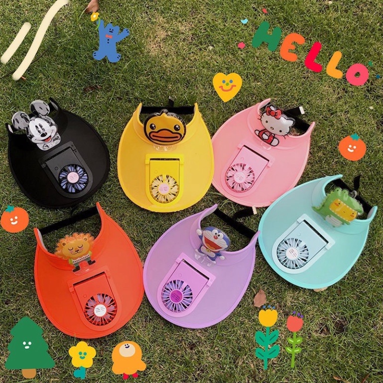 HOT 2023 Mũ chống nắng có quạt tích điện cắm USB cho mẹ và bé