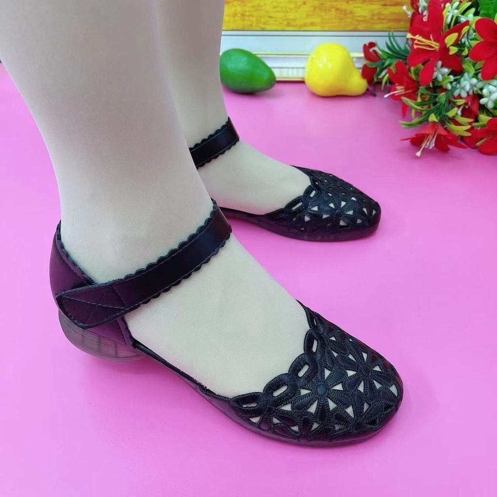 Giày Sandal Bằng Da Thật Cao Cấp Hở Ngón Thời Trang Mùa Hè Dành Cho Phụ Nữ Lớn Tuổi