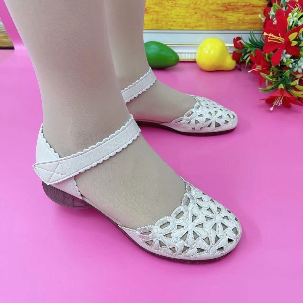 Giày Sandal Bằng Da Thật Cao Cấp Hở Ngón Thời Trang Mùa Hè Dành Cho Phụ Nữ Lớn Tuổi