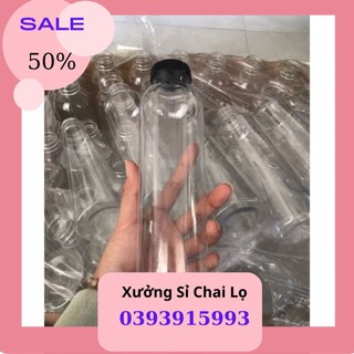 Chai nhựa 500ml miệng rộng kèm nắp. chai nhựa dày đẹp