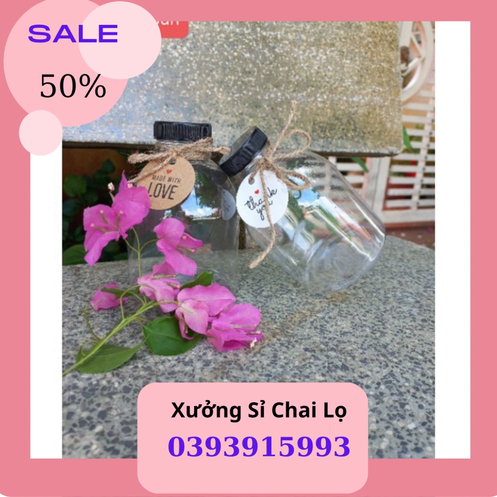 Chai Nhựa 500ml Tròn Lùn Miệng Rộng Nắp Fi38. Chai Đã Kèm Nắp | BigBuy360 - bigbuy360.vn