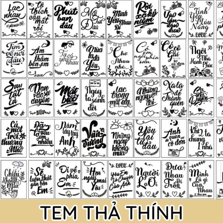 100 hình dán chữ thả thính siêu hay đã có keo sẵn. có in logo riêng
