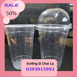 50 cốc nhựa pet đựng trà sữa nắp cầu 400ml. 500ml