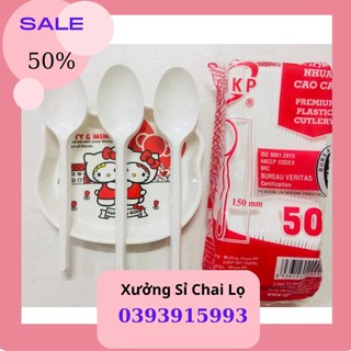 Thìa nhựa cứng dùng 1 lần túi 50 cái . nhựa huysun