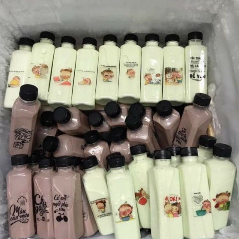 Combo 100 hình dán chai nhựa - thủy tinh có keo sẵn