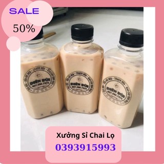 50 chai nhựa vuông dẹt 330ml đựng trà sữa - chai nhựa đẹp