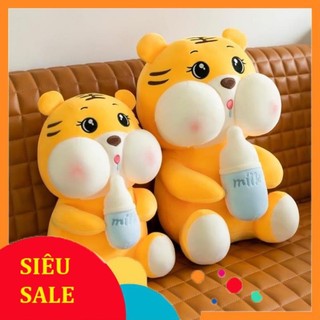 Thanh lý gấu bông hổ ôm bình sữa cao cấp, thú bông hổ dễ thương ôm ngủ mềm mại