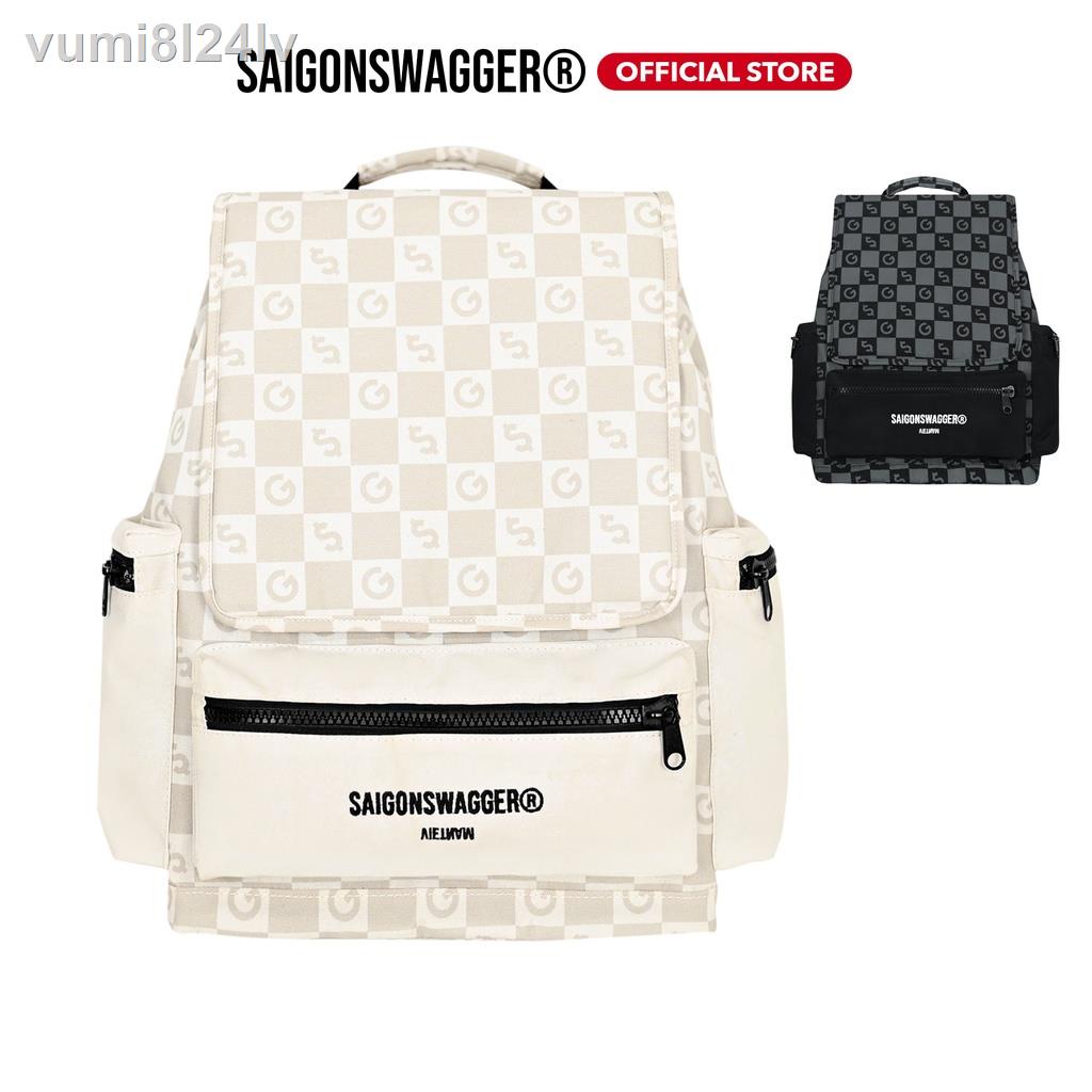 ▦♙✻Balo Thời Trang SAIGONSWAGGER® Hoạ Tiết Caro Đi Học Versatile Checked Backpack Laptop 16inch