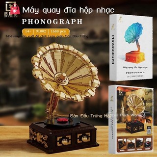 91002 Hộp nhạc Khối xây dựng Máy hát CD Retro Tương thích với Đồ chơi Lego