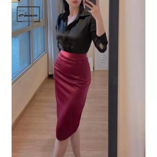 Chân váy bút chì lụa công sở