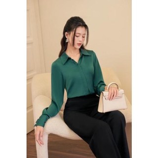 Sơmi Lụa Kiểu Giấu Khuy,Vải lụa Ngọc Trai