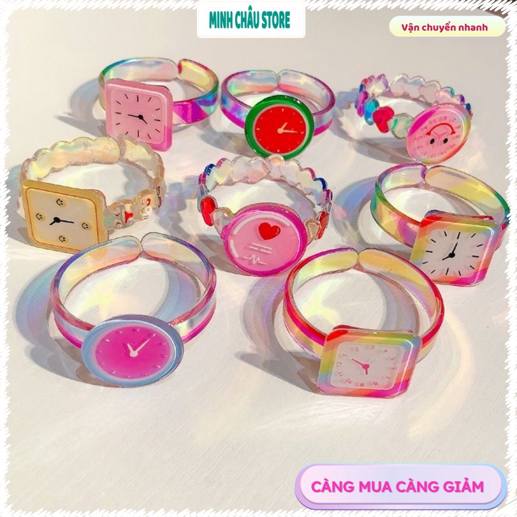 Đồng Hồ Đeo Tay Họa Tiết Dễ Thương, Vòng Đeo Tay Mặt Đồng Hồ Bằng Nhựa Thiết Kế Hoạt Hình Đa Dạng Cho Bé