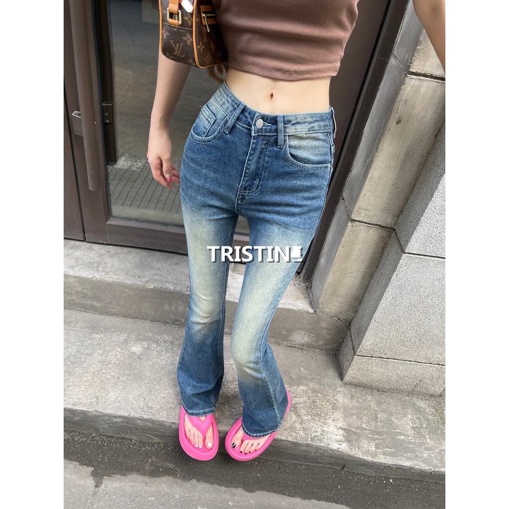 Jiashucheng Quần Dài Mỏng Màu Trắng Phong Cách Retro Mỹ Mới Cho Nữ