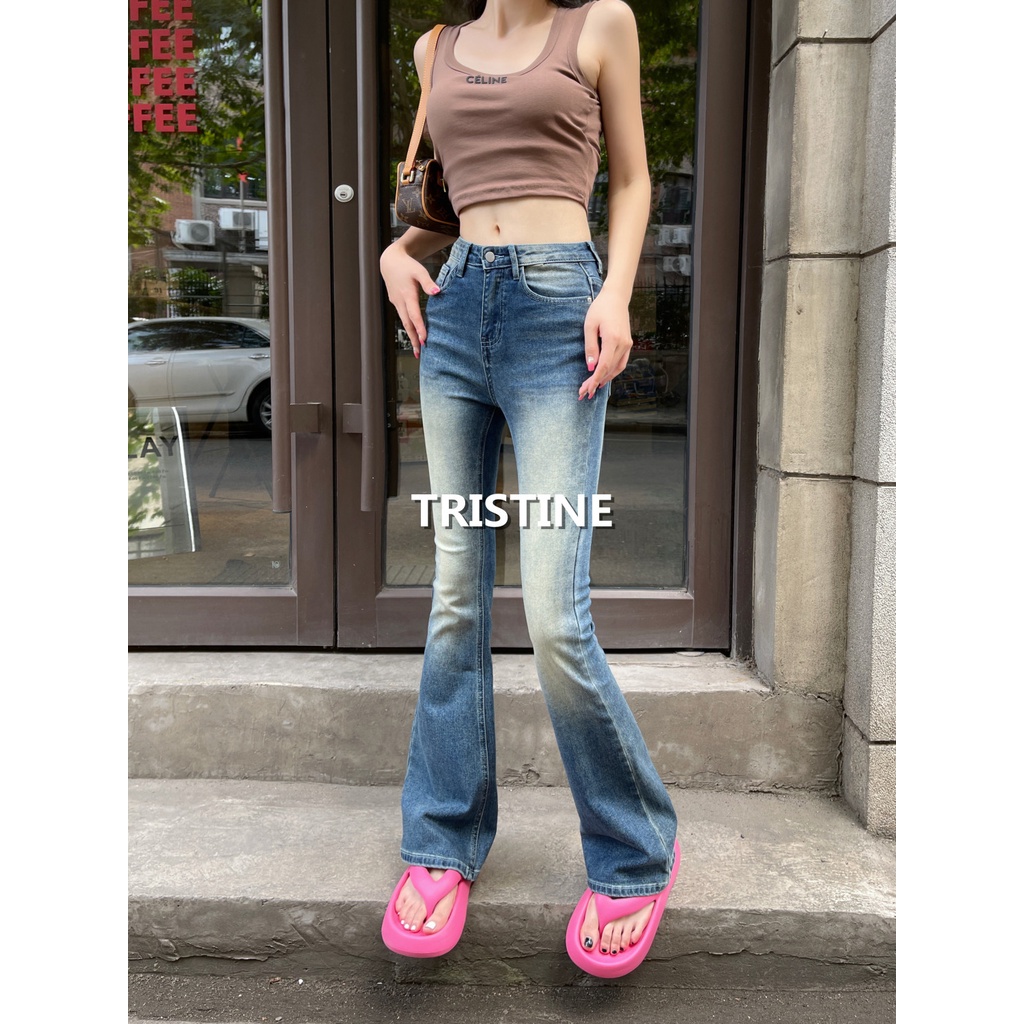 Jiashucheng Quần Dài Mỏng Màu Trắng Phong Cách Retro Mỹ Mới Cho Nữ