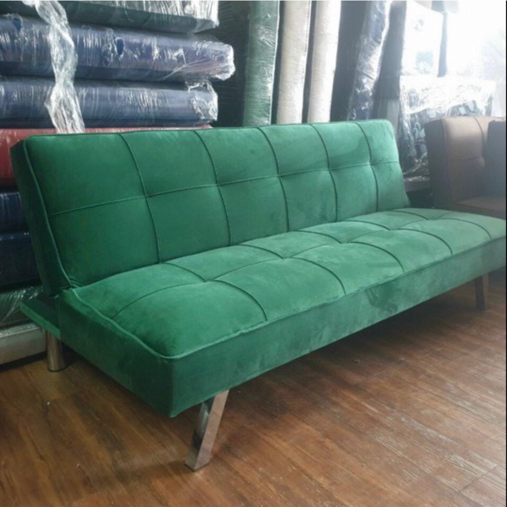 Ghế Sofa Bed mini, sofa giường nằm màu xanh lá 1m70 vài nhung - BẢO HÀNH 12 THÁNG
