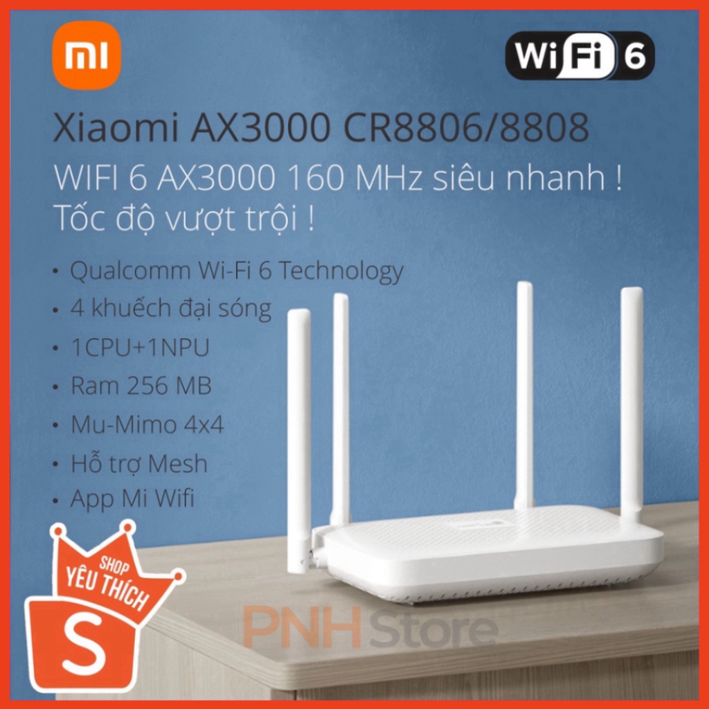 BH 12 Tháng-Router Wifi Xiaomi AX3000 CR8806/8808 (Mẫu 2022) Chuẩn WIFI 6 Hỗ trợ Mesh & AX1800 CR6608 (2021 cũ) - ngày h