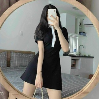 Váy polo nữ ngắn tay dáng xòe kiểu ôm body, phong cách basic sexy, chất dày dặn, siêu xinh VAY2