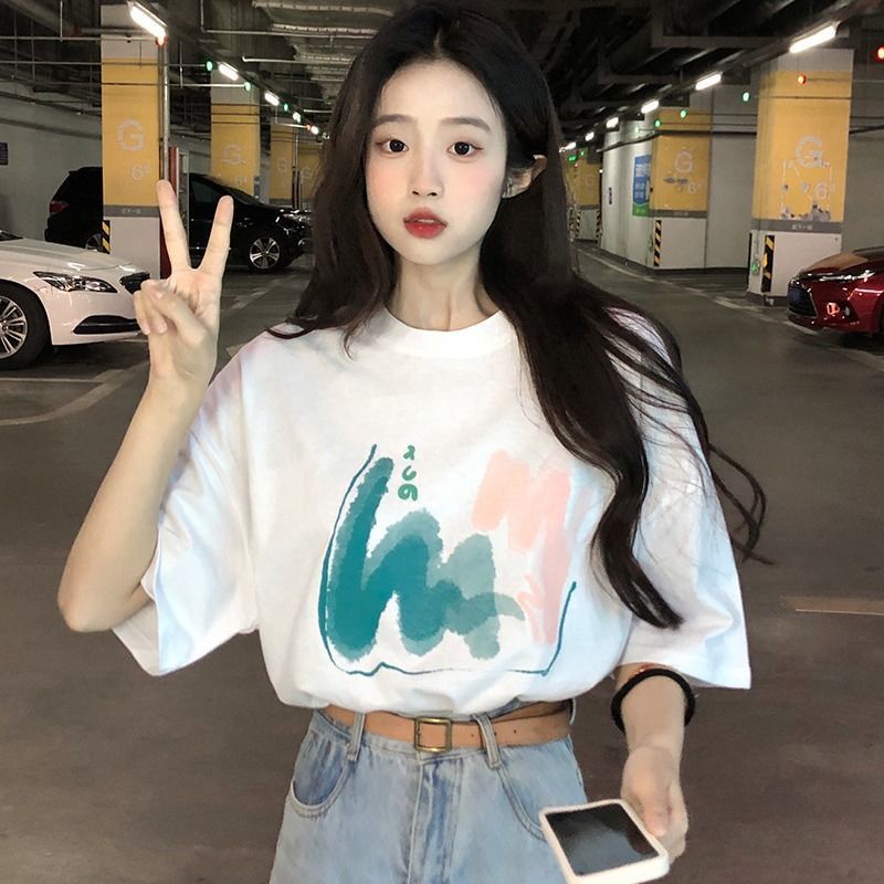 Jiashucheng Áo Thun Nữ Ngắn Tay Hở Vai Thời Trang Hàn Quốc