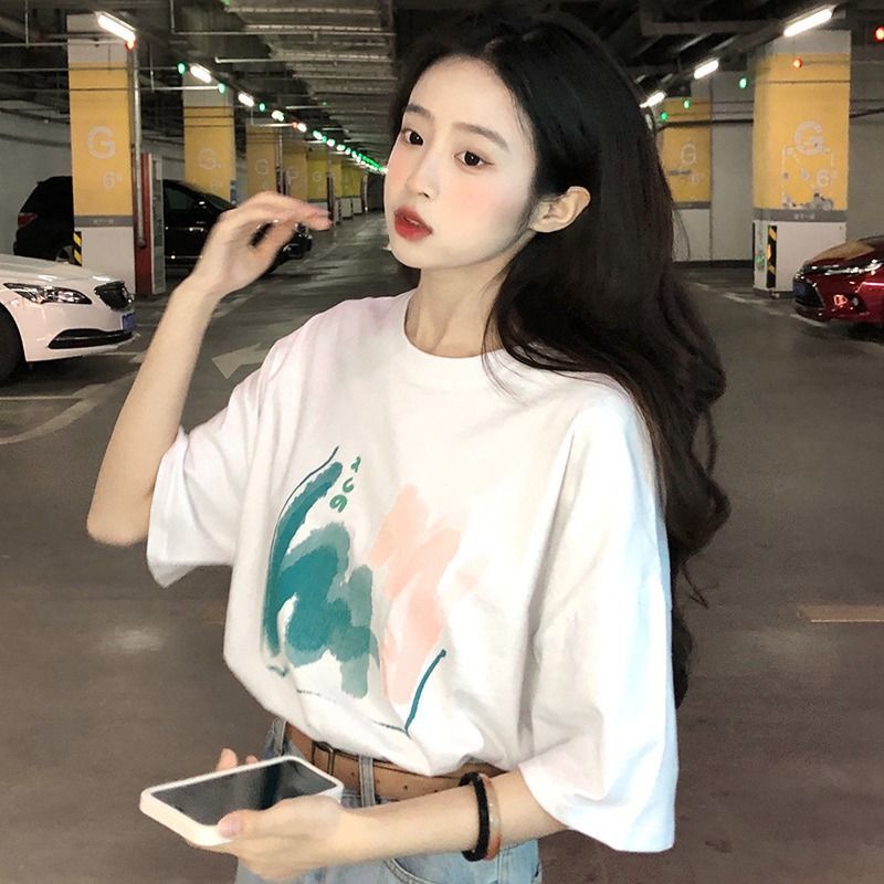 Jiashucheng Áo Thun Nữ Ngắn Tay Hở Vai Thời Trang Hàn Quốc