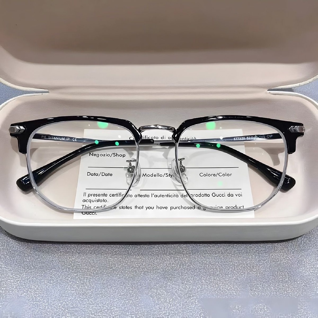 Mắt Kính Nửa Gọng Chống Ánh Sáng Xanh Phong Cách Nghệ Thuật Cho Nam