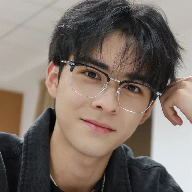 Mắt Kính Nửa Gọng Chống Ánh Sáng Xanh Phong Cách Nghệ Thuật Cho Nam
