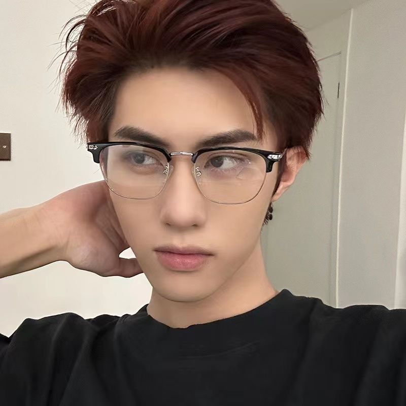 Mắt Kính Nửa Gọng Chống Ánh Sáng Xanh Phong Cách Nghệ Thuật Cho Nam