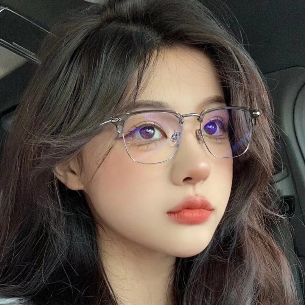 Mắt Kính Nửa Gọng Chống Ánh Sáng Xanh Phong Cách Nghệ Thuật Cho Nam