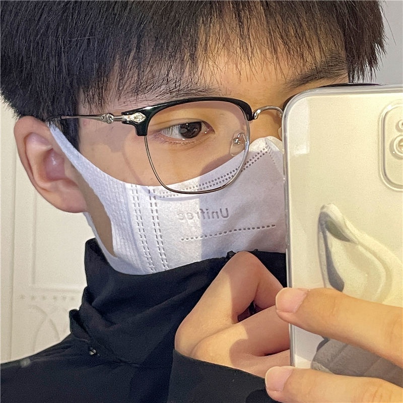 Mắt Kính Nửa Gọng Tròn Chống Ánh Sáng Xanh Thời Trang Cho Nam Và Nữ