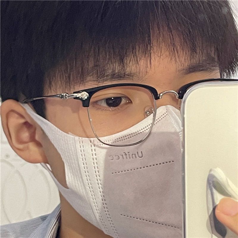 Mắt Kính Nửa Gọng Tròn Chống Ánh Sáng Xanh Thời Trang Cho Nam Và Nữ