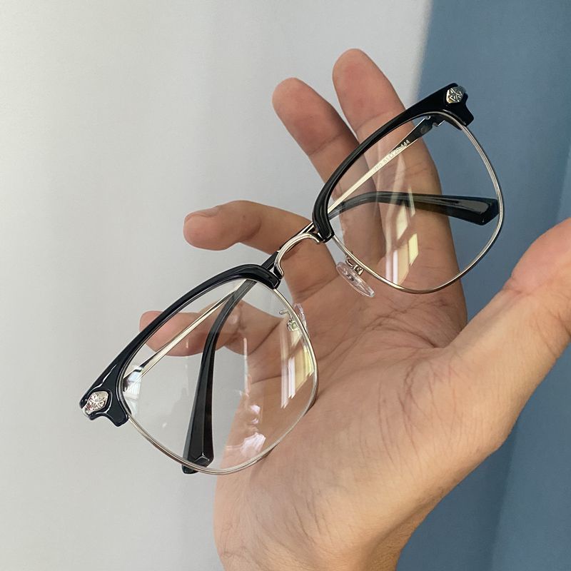 Mắt Kính Nửa Gọng Tròn Chống Ánh Sáng Xanh Thời Trang Cho Nam Và Nữ