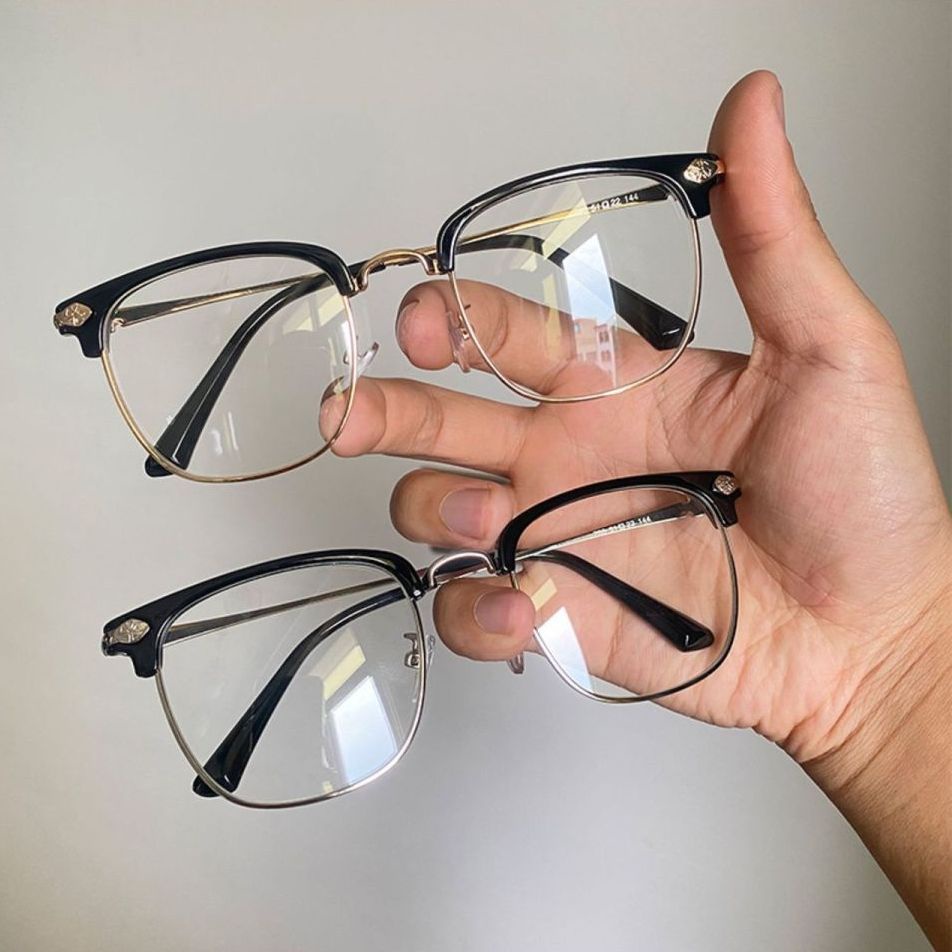 Mắt Kính Nửa Gọng Tròn Chống Ánh Sáng Xanh Thời Trang Cho Nam Và Nữ