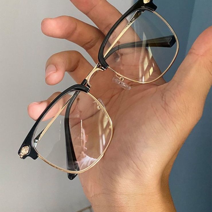 Mắt Kính Nửa Gọng Tròn Chống Ánh Sáng Xanh Thời Trang Cho Nam Và Nữ
