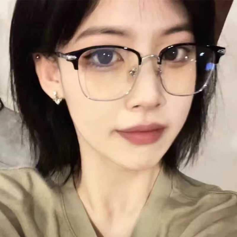 Mắt Kính Nửa Gọng Chống Ánh Sáng Xanh Phong Cách retro Thanh Lịch Dành Cho Nam Nữ