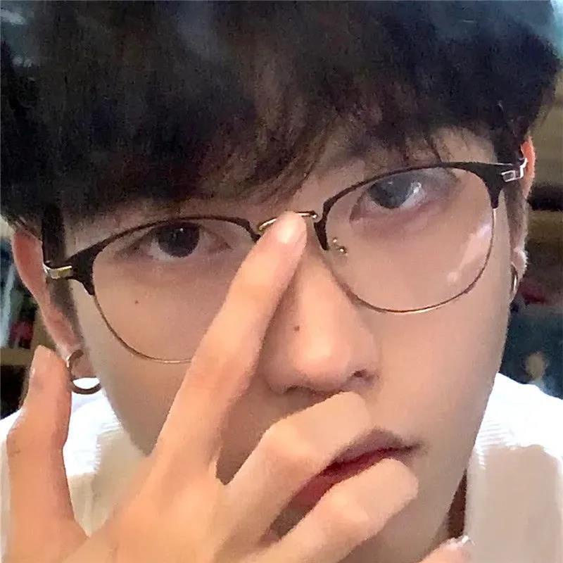 Mắt Kính Nửa Gọng Chống Ánh Sáng Xanh Phong Cách retro Thanh Lịch Dành Cho Nam Nữ