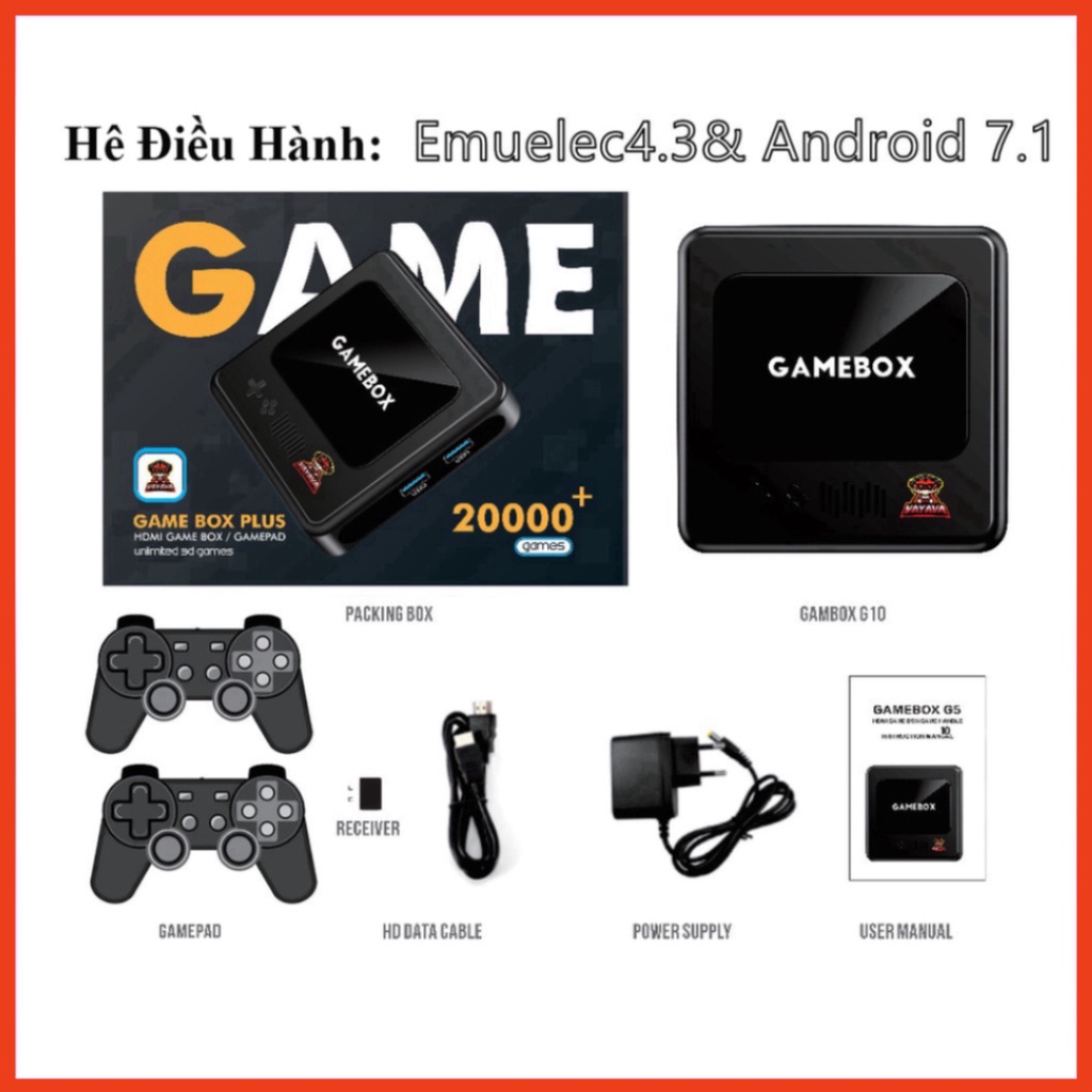 Máy chơi game stick box tiếng việt, kèm android tv 30.000+ game hay, 100 kênh miễn phí, máy chơi game cầm tay giá rẻ - n