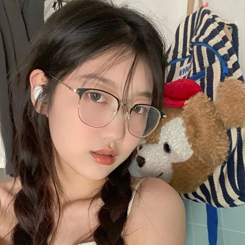 Gọng Kính Nửa Gọng Vuông Tròn Mỏng Và Trơn Thanh Lịch Hàn Quốc Cho Nữ my