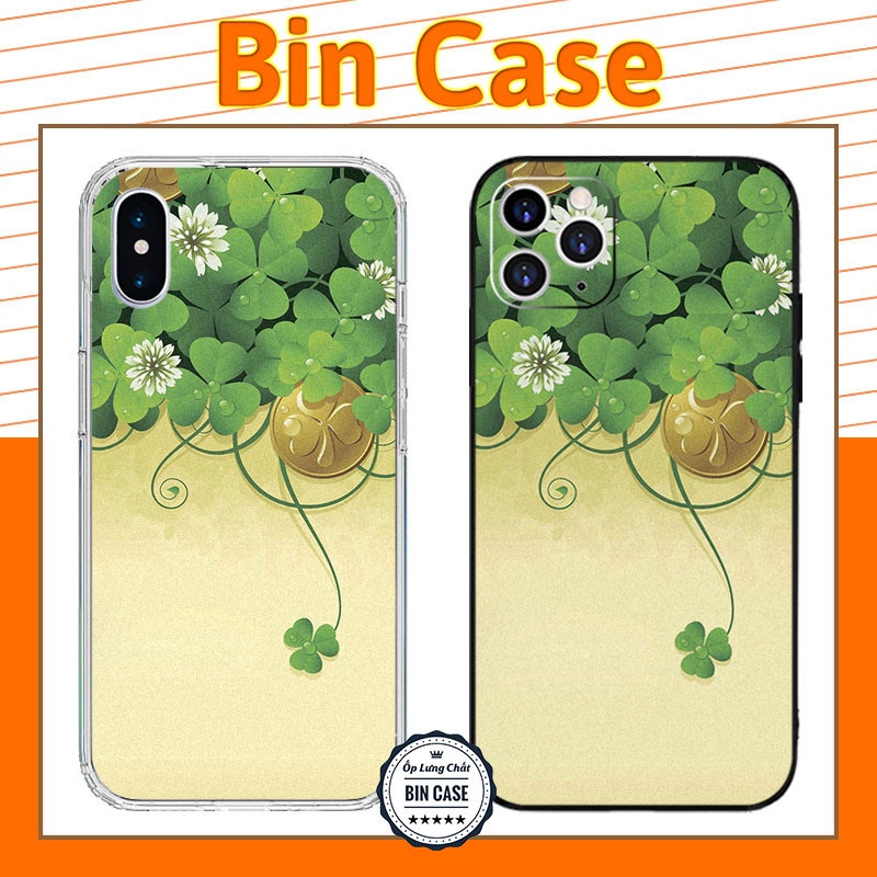 🔥Ốp Lưng Cỏ 3 4 Lá May Mắn Màu Vàng Xanh 🔥Màu Pastel Vintage iphone 14 13 12 11 Pro Max 6 7 8 Plus X Xr Xs Max HOAVAN096
