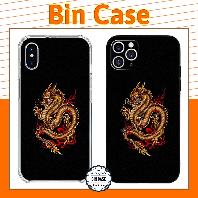 🔥Ốp Lưng iPhone Viền Vuông Hình Xăm Rồng Vàng Nhỏ Bé Cute iphone 14 13 12 11 Pro Max 6 7 8 Plus X Xr Xs Max DOCLA162
