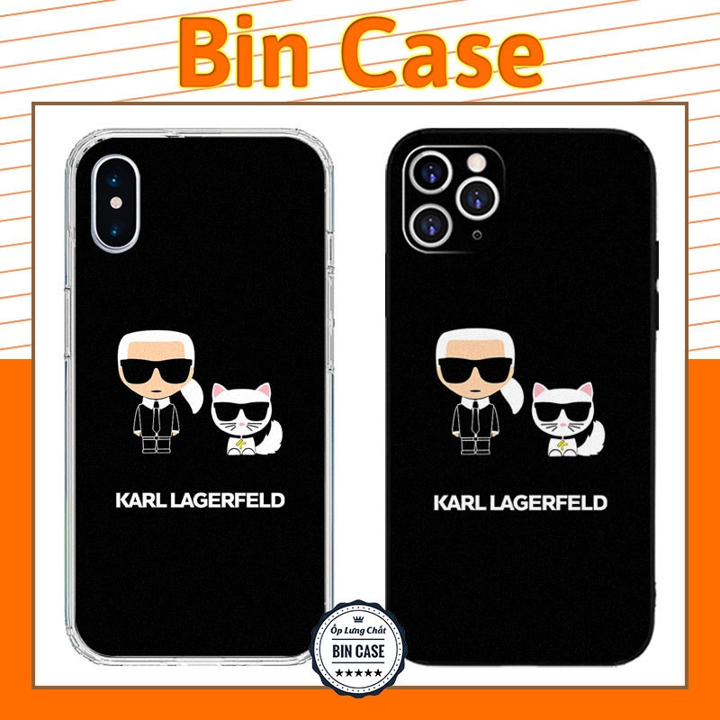 🔥Ốp iPhone KARL LAGERFELD Và Con Mèo Cat 🔥Màu Trắng Cool Ngầu iphone 14 13 12 11 Pro Max 6 7 8 Plus X Xr Xs Max BRAND028