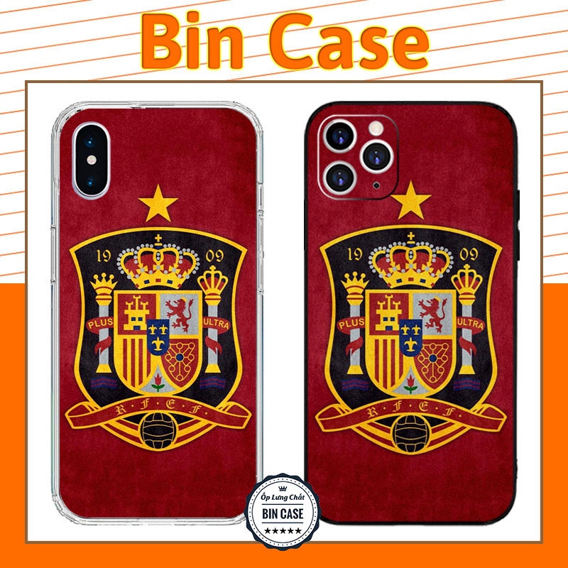 ⚽Ốp Điện Thoại Đội Tuyển Tây Ban Nha ⚽Logo SPAIN Nền Đỏ Đẹp iphone 14 13 12 11 Pro Max 6 7 8 Plus X Xr Xs Max BONGDA300