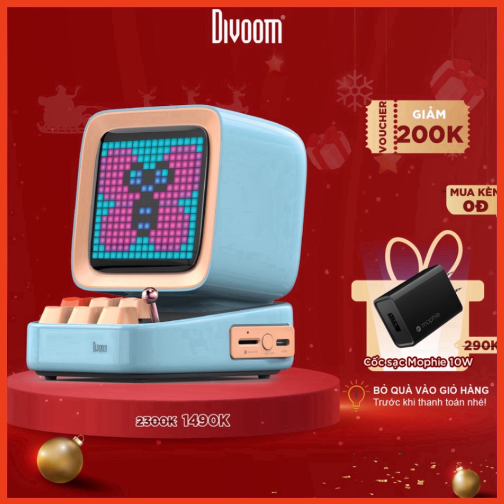 Loa thông minh Divoom Ditoo Plus 10W - Hình dáng máy tính cổ, màn hình LED 256 Full RGB - ngày hội siêu sale
