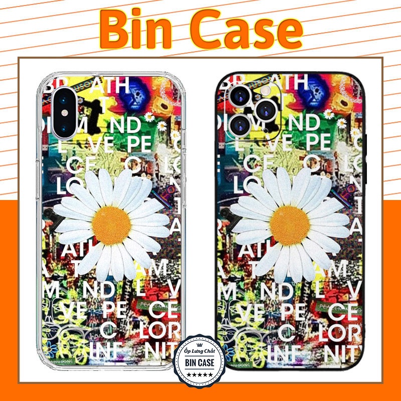 🔥Ốp Dẻo Cạnh Vuông Bông Hoa Cúc Hình To Ở Giữa 🔥Nhiều Màu iphone 14 13 12 11 Pro Max 6 7 8 Plus X Xr Xs Max HOAVAN063