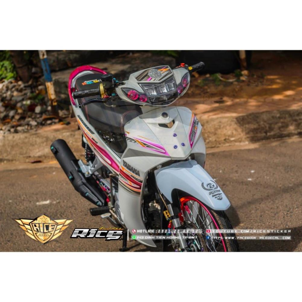 Bi Decal Tem Rời Dán Xe Sirius Mẫu Móc Nhọn Trắng Hồng