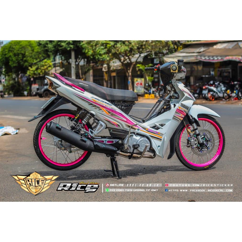 Bi Decal Tem Rời Dán Xe Sirius Mẫu Móc Nhọn Trắng Hồng